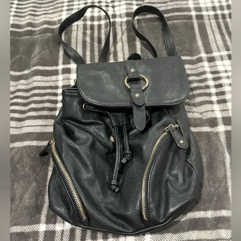 Express Black Backpack with Gold Ring Detail Rowledge 2 Womens Backpack - Black/Gold/Camel | Lo & Sons main image 3